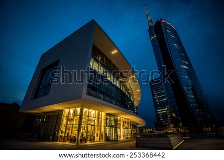 MILAN, ITALY, FEBRUARY 12 2015: new Unicredit Bank skyscraper, Milan, february 12 2014