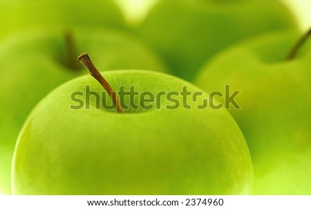 Bunch of  big juicy green color apples