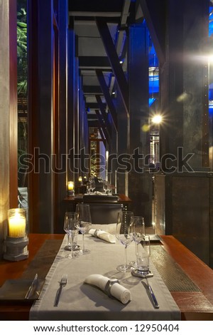 Fragment of panoramic view of nice industrial like style restaurant