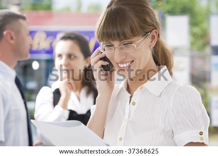 Portrait of young beautiful woman  in office environment