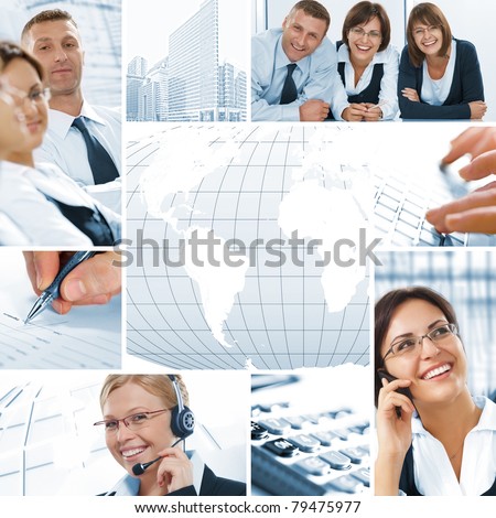 Business  theme  photo collage composed of different images
