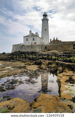 St. Mary\'s Lighthouse is on the tiny St. Mary\'s Island, just north of Whitley Bay on the coast of North East England.
