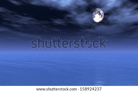 Moon under ocean - digital artwork