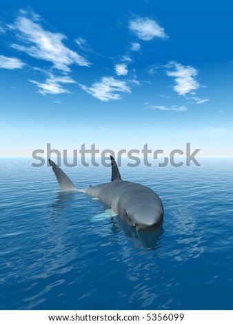 stock photo Big shark and blue sea digital artwork