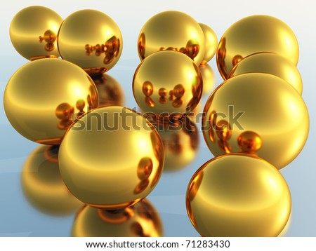Abstract  composition - ball set on mirror surface