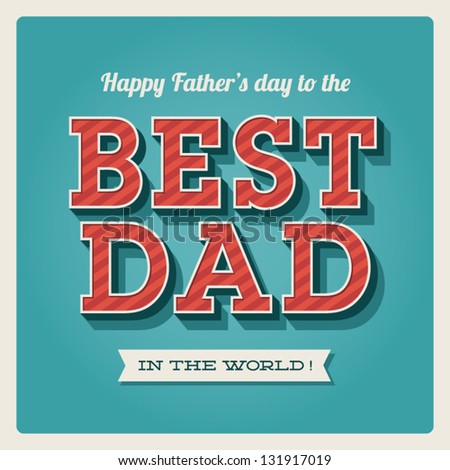 Happy Fathers Day Card Vintage Retro Type Font