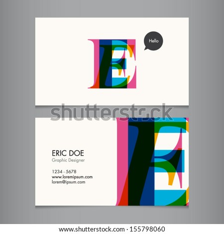 Business card template letter E Business card template letter E