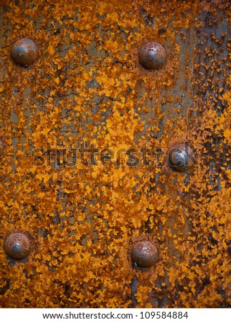 Rusty steel background texture on a plate steel railroad bridge