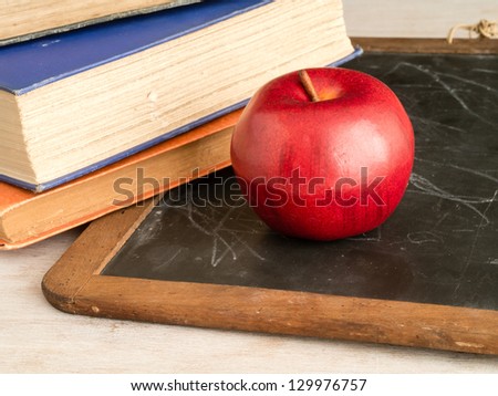 Back to school apple and student slate