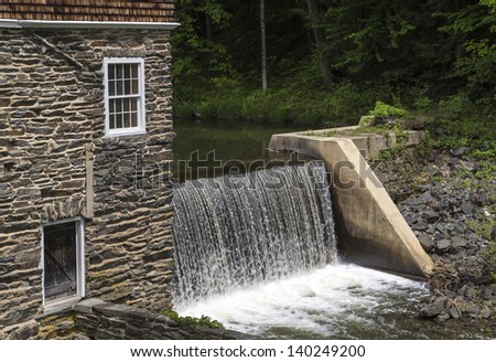 Waterfall at the old stone mill pond, Cornish New Hampshire