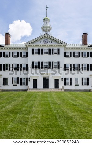 HANOVER, NEW HAMPSHIRE JUNE, 25th: Dartmouth College Dartmouth Hall home of the language deptartments, Hanover, New Hampshire on June 25th, 2015.