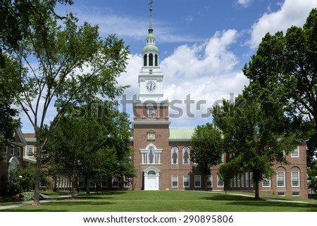 HANOVER, NEW HAMPSHIRE JUNE, 25th: Dartmouth College Baker clock tower building, Hanover, New Hampshire on June 25th, 2015.