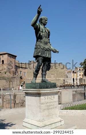 ROME, ITALY JUNE, 28th: Roman statue the ancient ruins of the Roman Forum in Rome, Italy on June 28th, 2015.
