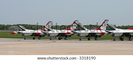The Thunder-Birds are ready to take-off at the Air Show at McGuire AFB, New Jersey