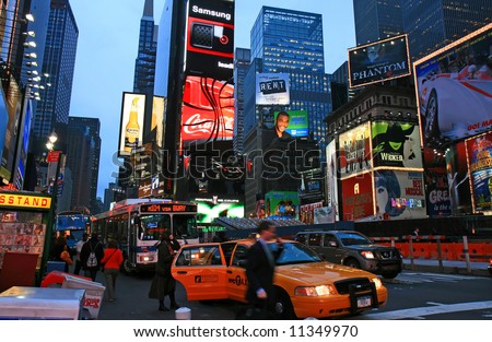 new york times square at night. stock photo : The Times Square in New York City at night