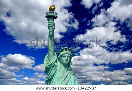 The statue of Liberty under sunny sky