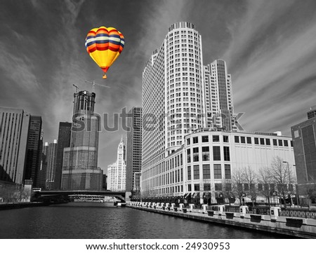 black and white chicago skyline. stock photo : The Chicago