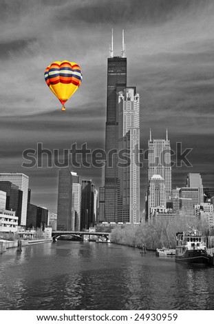 black and white chicago skyline. stock photo : The Chicago