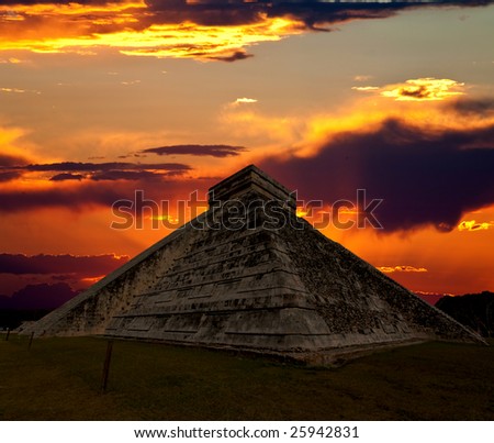 The temples of chichen itza temple in Mexico, one of the new 7 wonders of the world