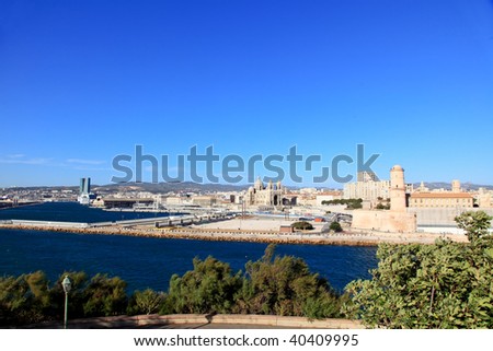 The Cathedral and Fort Saint-Jean in Marseille City, France