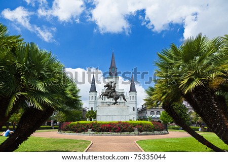 Saint Louis Cathedral and Jackson Square in the French Quarter New Orleans