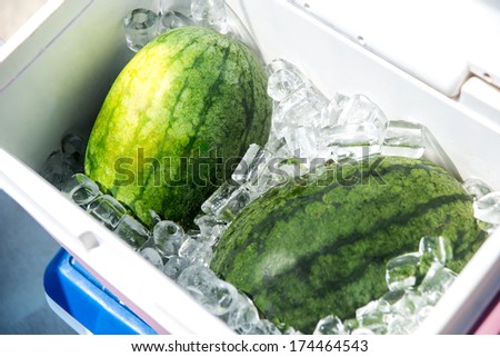 Watermelon in a box with ice
