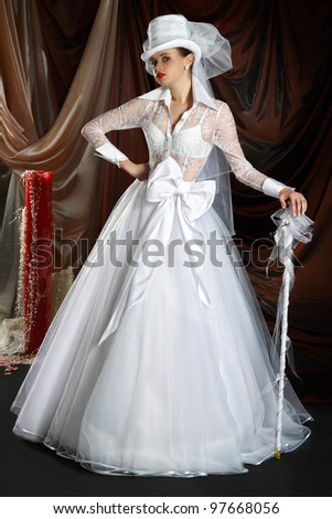 Beautiful girl in the original wedding dress
