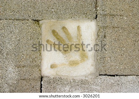 Hand print on a concrete