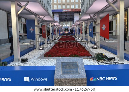 NEW YORK - NOV 04:NBC News transform the Rockefeller Center into Democracy Plaza, an interactive and innovative experience celebrating American democracy in New York city on November 4, 2012