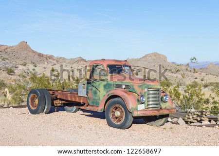 NELSON , USA - NOV 25 : Old rusty truck in Nelson Nevada ghost town on November 25 ,2012