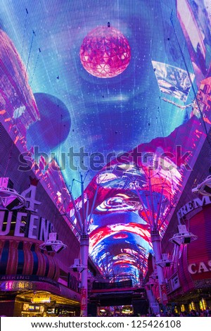 LAS VEGAS - DEC 07 : The Fremont Street Experience an attraction in downtown Las Vegas on December 07, 2012. Las Vegas in 2012 broke the all-time visitor volume record of 39-plus million visitors