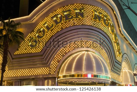 LAS VEGAS - DEC 07 : The Golden Nugget hotel and casino in downtown Las Vegas on December 07, 2012. Las Vegas in 2012 broke the all-time visitor volume record of 39-plus million visitors