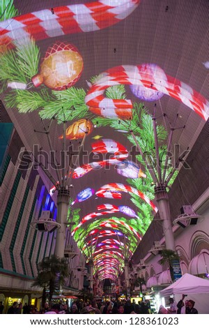 LAS VEGAS - DEC 07 : The Fremont Street Experience an attraction in downtown Las Vegas on December 07, 2012. Las Vegas in 2012 broke the all-time visitor volume record of 39-plus million visitors