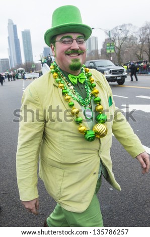 CHICAGO - MARCH 16 : Participant at the annual Saint Patrick\'s Day Parade in Chicago on March 16 2013