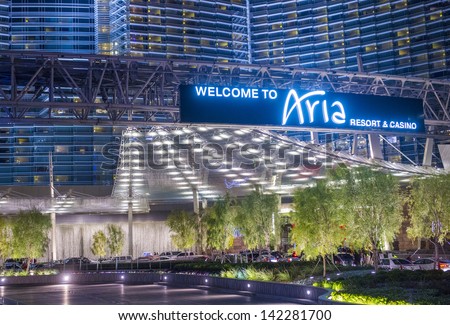 LAS VEGAS - FEB 14 : The Aria Resort and Casino in Las Vegas on February 14 2013. The Aria is the world\'s largest hotel to receive LEED Gold certification