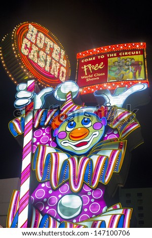 RENO ,NEVADA - JUNE 27 : The Circus Circus Hotel and Casino in Reno , Nevada in June 27 2013 ,   The hotel was opened in 1978 and it features live circus acts.