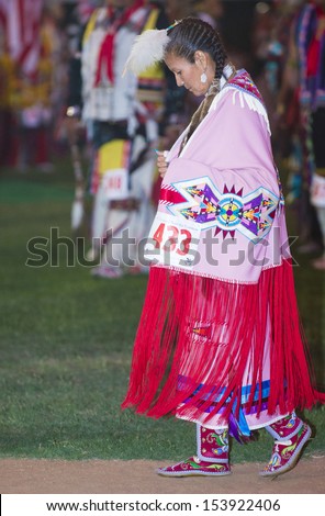BARONA , CALIFORNIA - AUG 31:Native American woman takes part at the Barona 43rd Annual Barona Powwow in California on August 31 2013 Pow wow is native American cultural gathernig event.