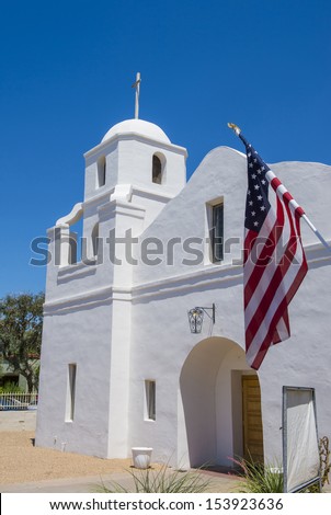 The historic Old Adobe Mission Our Lady of Perpetual Help Church, built in 1933 in Old Town Scottsdale, Arizona