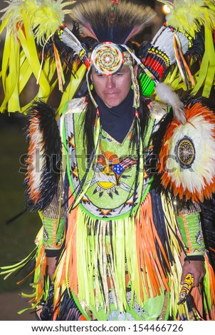 BARONA , CALIFORNIA - AUG 31:Native American man takes part at the Barona 43rd Annual Barona Powwow in California on August 31 2013 ,Pow wow is native American cultural gathernig event.