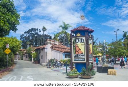 SAN DIEGO , CA - SEP 01 : The Spanish village art center in San Diego\'s Balboa Park on September 01 2013 , It built in 1935 to depict an Old Spanish village and it has 37  working artist studios