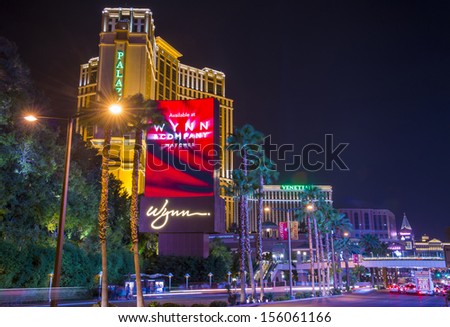 LAS VEGAS - SEP 21 : View of the strip on September 21 , 2013 in Las Vegas. The Las Vegas Strip is an approximately 4.2-mile (6.8 km) stretch of Las Vegas Boulevard in Clark County, Nevada.
