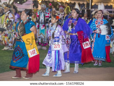 BARONA , CALIFORNIA - AUG 31:Native American women takes part at the Barona 43rd Annual Barona Powwow in California on August 31 2013 ,Pow wow is native American cultural gathering event.