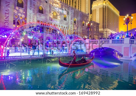 LAS VEGAS - DEC 30 :  Ice rink near the Venetian Resort Hotel in Las Vegas on December 30 , 2013. With more than 4000 suites it`s one of the most famous hotels in the world