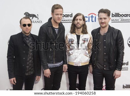 LAS VEGAS - MAY 18 : Rock band Imagine Dragons attends the 2014 Billboard Music Awards at the MGM Grand Garden Arena on May 18 , 2014 in Las Vegas.