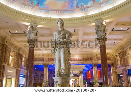 LAS VEGAS - JUNE 15 :The Ceasars Palace interior on June 15, 2014 in Las Vegas. Caesars Palace is a luxury hotel and casino located on the Las Vegas Strip. Caesars has 3,348 rooms in five towers