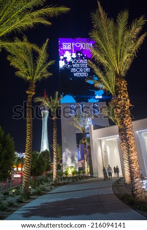 LAS VEGAS - AUG 23 : The SLS Hotel & casino in Las Vegas on August 23 2014 ,The hotel reopened on August 23, 2014. after a $415 million renovation as part of SBE\'s chain of SLS hotels.