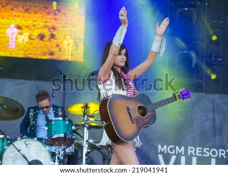 LAS VEGAS - SEP 20: Singer Kasey Musgraves performs on stage at the 2014 iHeartRadio Music Festival Village on September 20, 2014 in Las Vegas.