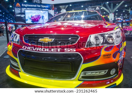 LAS VEGAS - NOV 07 : Chevrolet sport car at the SEMA Show in Las Vegas, Navada, on November 07, 2014. The SEMA Show is the premier automotive specialty products trade event in the world.