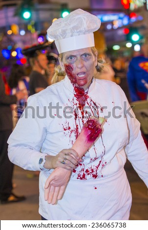 LAS VEGAS - OCT 31 : An unidentified participant at the annual Las Vegas Halloween parade held in Las Vegas , Nevada on October 31 , 2014
