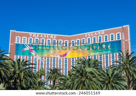 LAS VEGAS - JAN 06 : Treasure Island hotel and casino on January 06 2015 in Las Vegas.  This Caribbean themed resort has an hotel with 2,884 rooms.